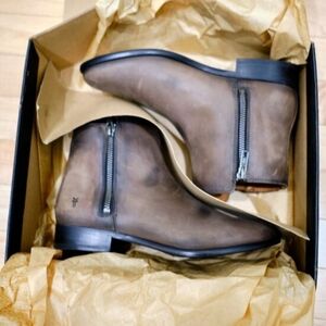 FRYE Carly Double Zip Chelsea Boots Smokey Brown Gray